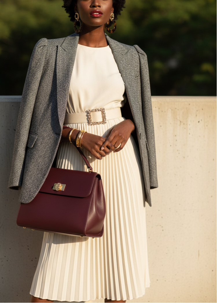 African American model in chic modern vintage clothing